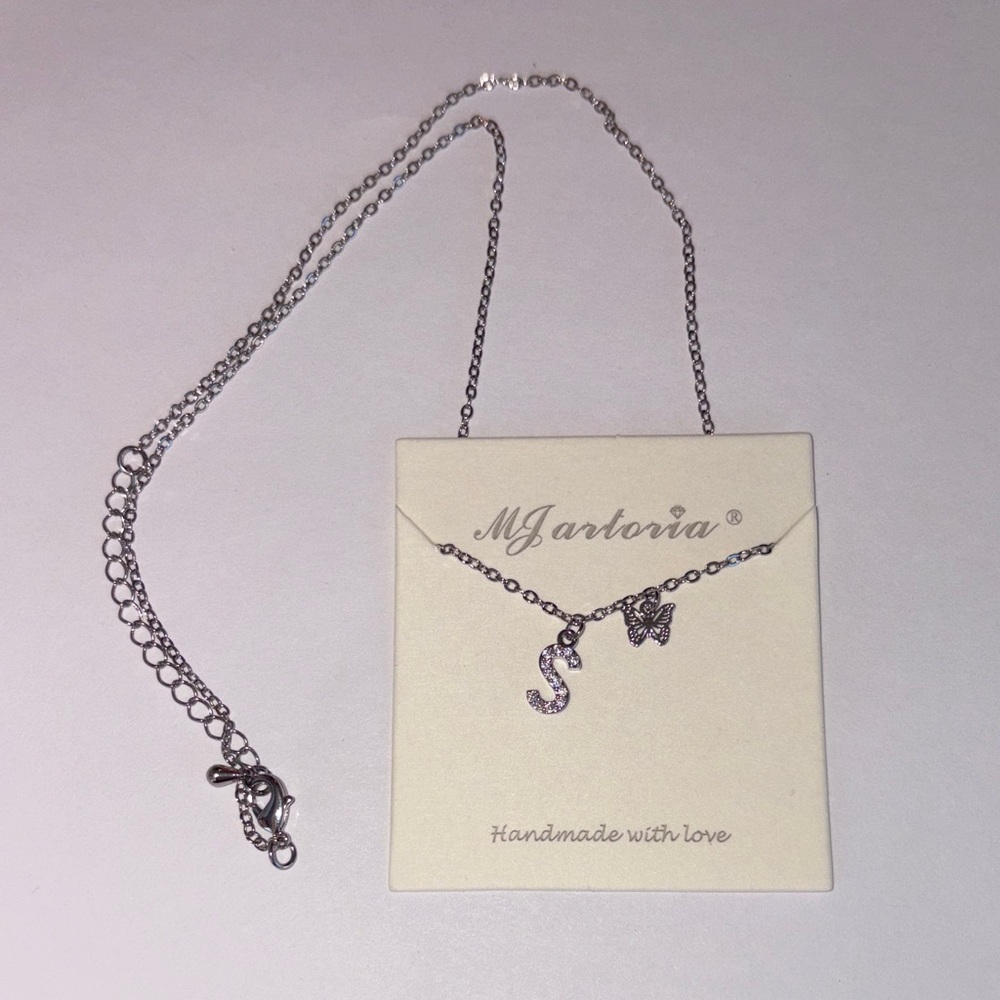 Silver Initial Charm Necklace